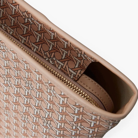 Tory Burch Purse Ever Ready Tote Bag & Pouch Peach Pink Beige Monogram New $298 - Picture 8 of 9